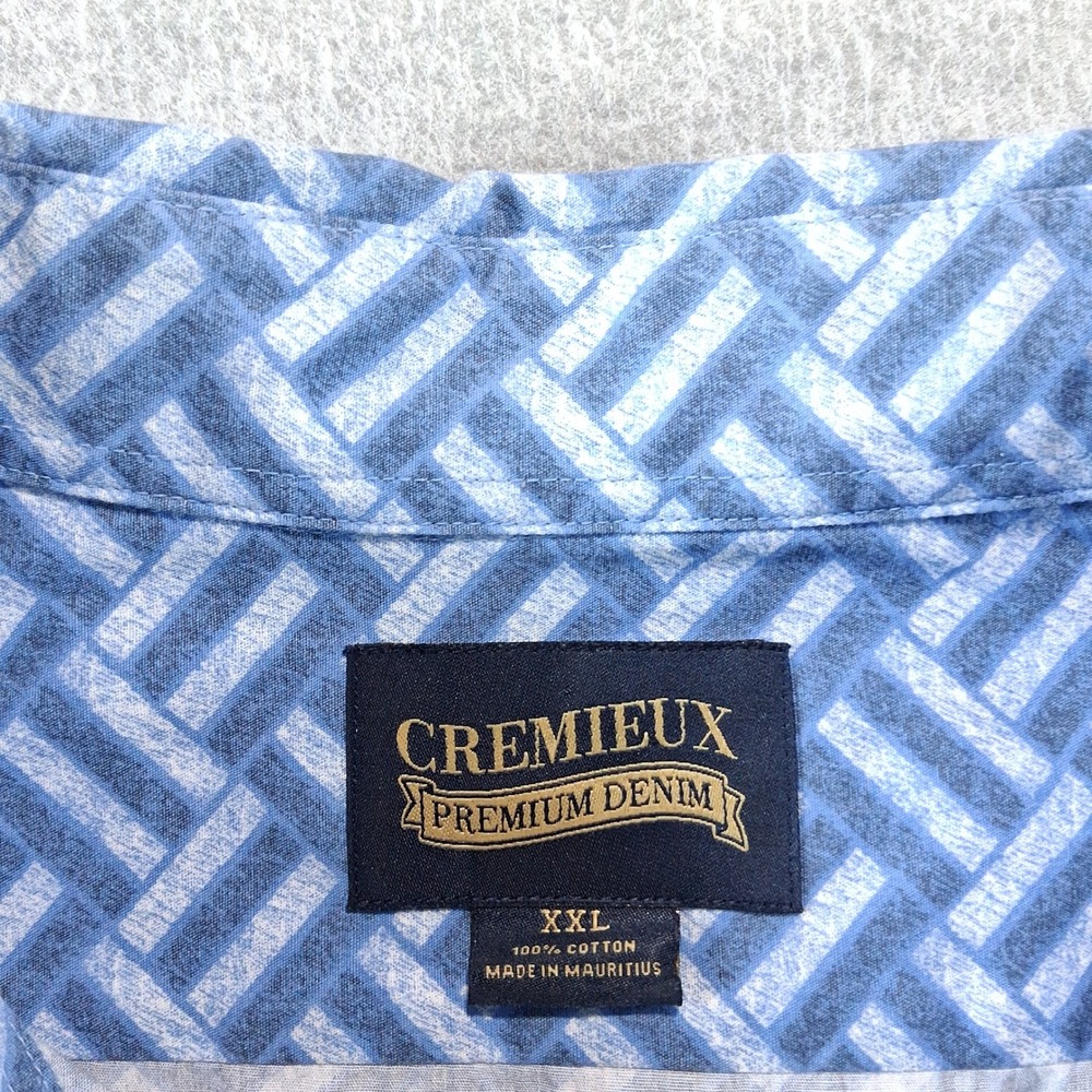 Cremieux Button Down Mens XXL Blue Geometric Snap Western Premium Denim Shirt - Picture 4 of 8